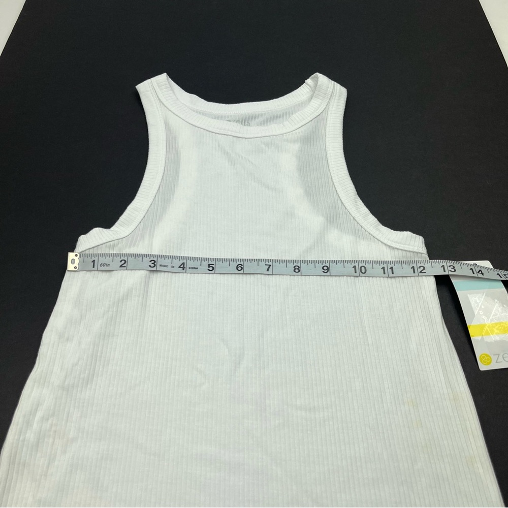 Zella White Ribbed Tank Top Womens Size XS Extra Small Athletic Layer NEW *FLAW - Picture 7 of 13